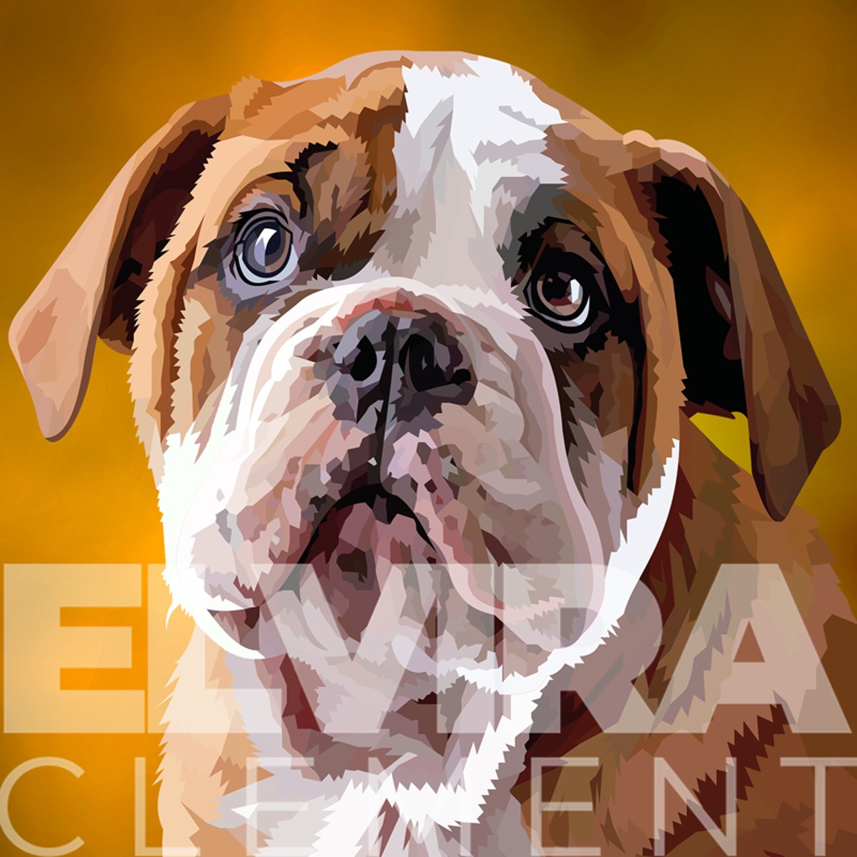 Diamond Painting pakket volwassenen - Afbeelding: Bulldog Pup [Elvira Clement] - 60 x 60 cm volledige bedekking, vierkante steentjes - 100% Nederlandse productie!